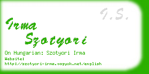 irma szotyori business card